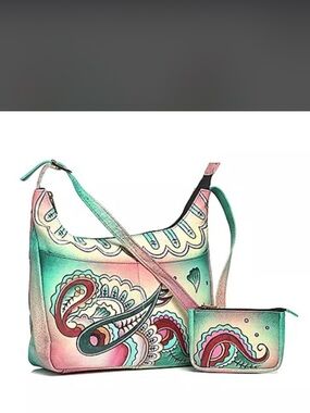 Anuschka Paisley Crossbody Shoulder hobo bag